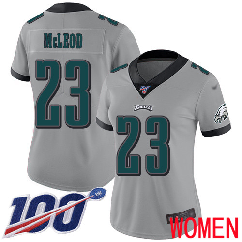 Women Philadelphia Eagles #23 Rodney McLeod Limited Silver Inverted Legend NFL Jersey 100th Season